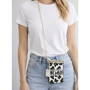 Kay Lee Leopard Be Wild Beaded Crossbody Bag New